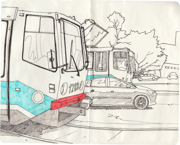 Рисование общественный транспорт
