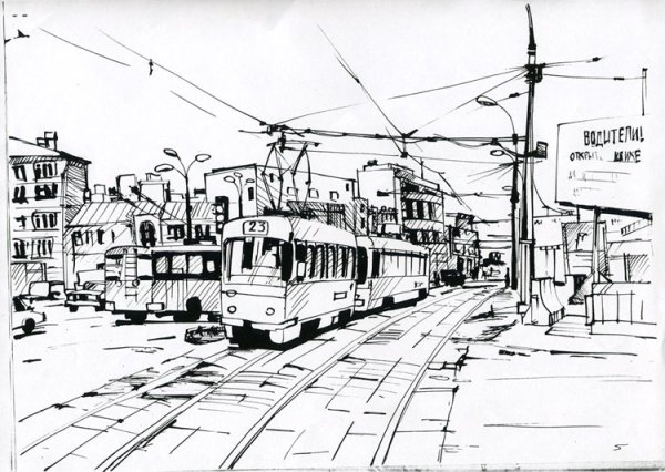 Трамвай карандашом