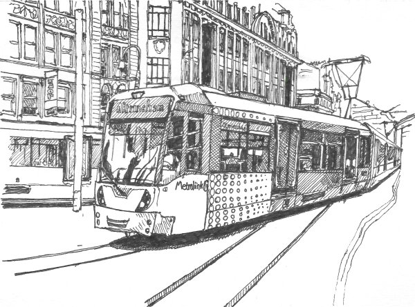 Трамвай карандашом