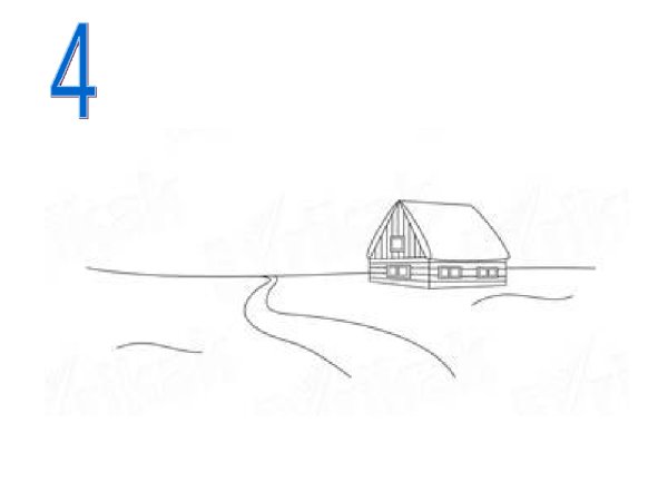 Рисование зимнего домика поэтапно