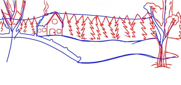 Пейзаж по шагам зимний