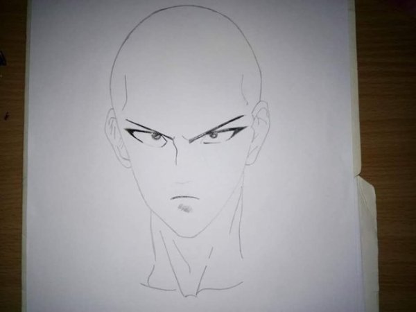 Сайтама нарисовать поэтапно