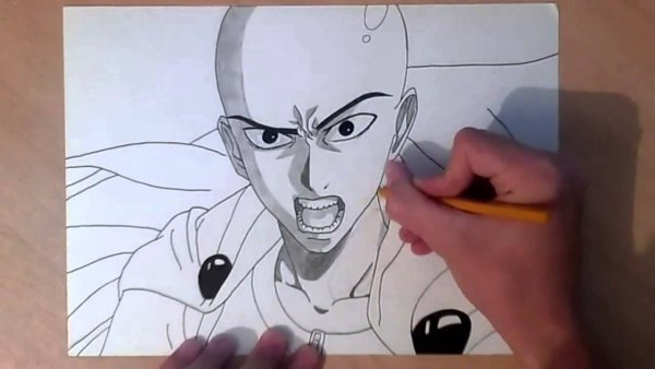 Сайтама рисунок акрил