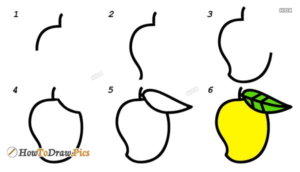 Поэтапное рисование манго