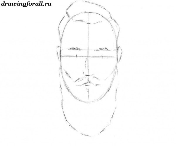 Рисунки карандашом поэтапно лицо мужчины с бородой