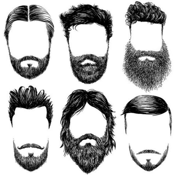 Мужская стрижка с бородой рисованная