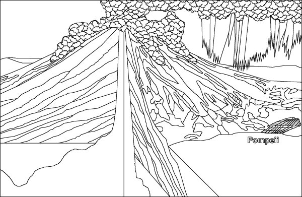 Извержение вулкана карандашом