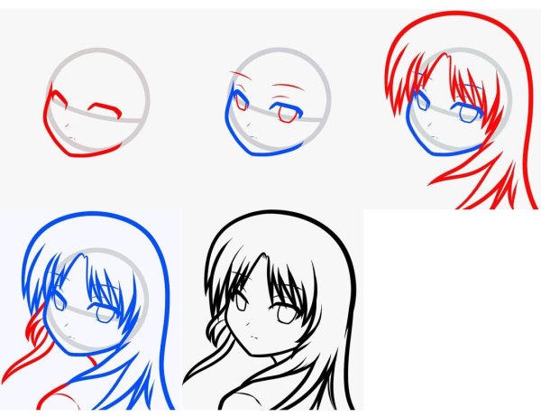 Поэтапное рисование аниме