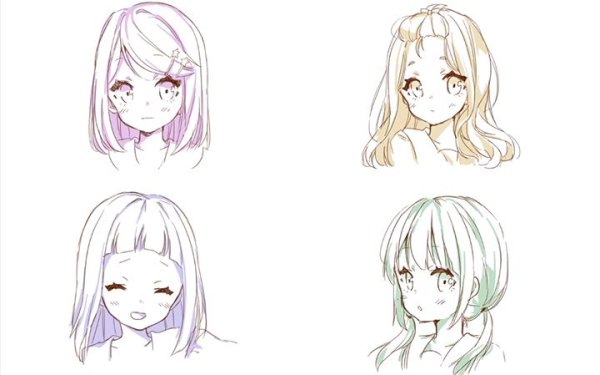 Чёлки аниме для рисования