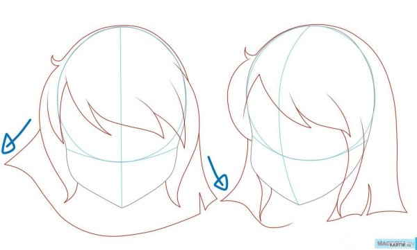 Поэтапное рисование аниме волос