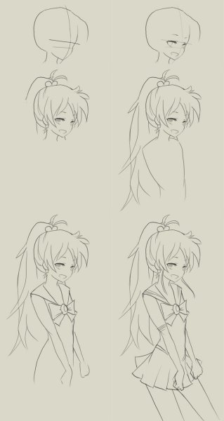 Поэтапное рисование аниме девушек
