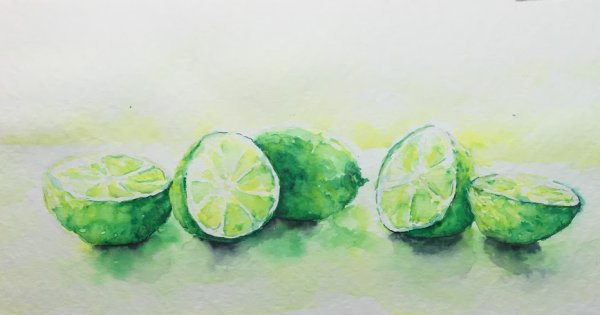Акварель скетч лайм