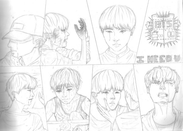 BTS карандашом аниме