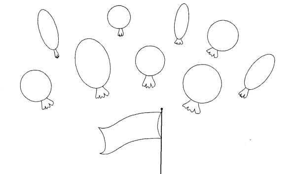 Дорисовать ниточку к шарику