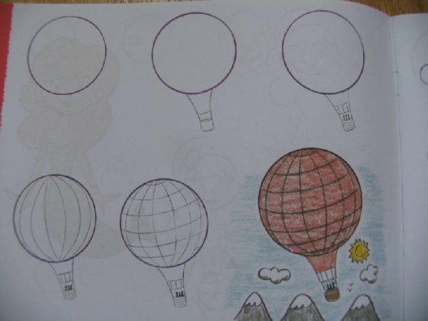 Поэтапное рисование воздушного шара