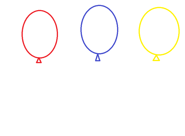 Рисование ниточек к шарикам