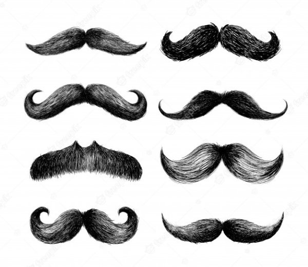 Усы накладные на белом фоне