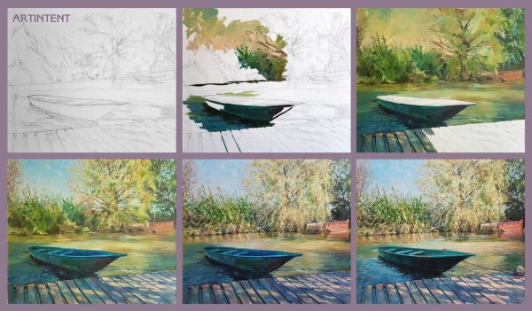 Вишня гуашью