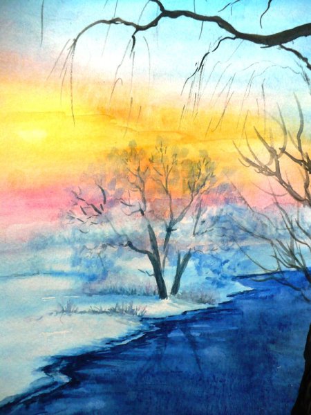 Поэтапное рисование акварелью цветы