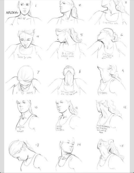 Позы головы и плеч для рисования