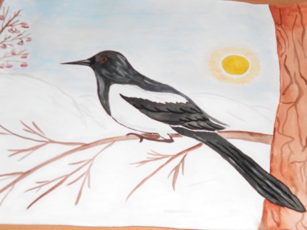 Поэтапное рисование вороны
