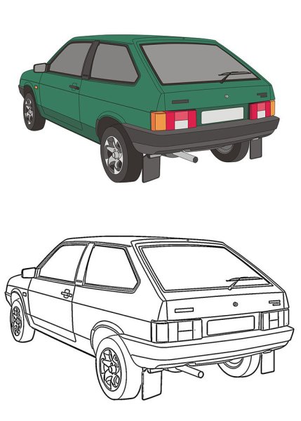 ВАЗ 2108 спереди зарисовка
