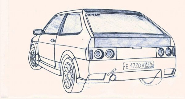 ВАЗ 2108 рисунок сзади