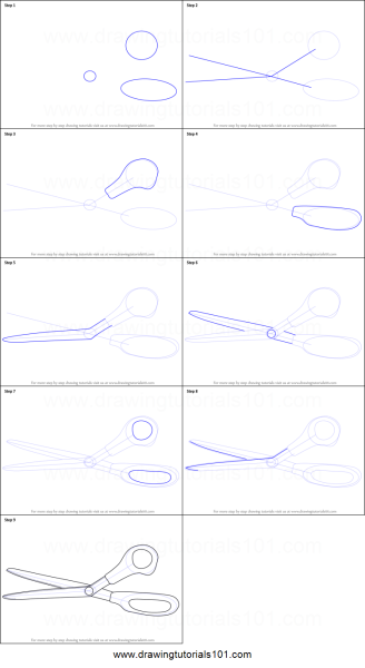 Нарисовать ножницы пошагово