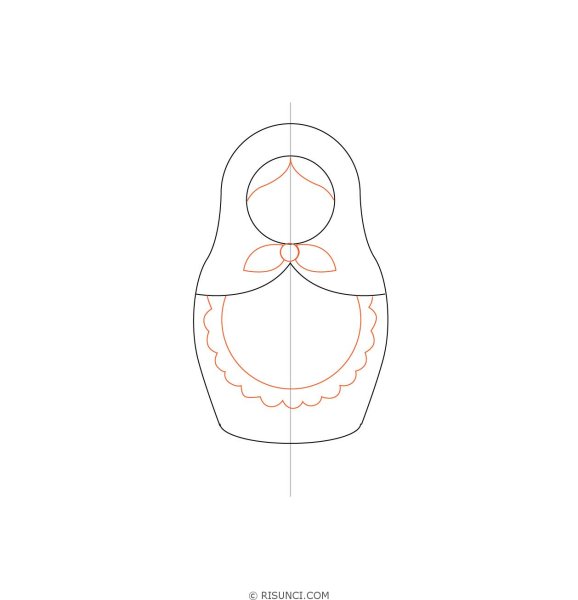 Этапы рисования матрешки