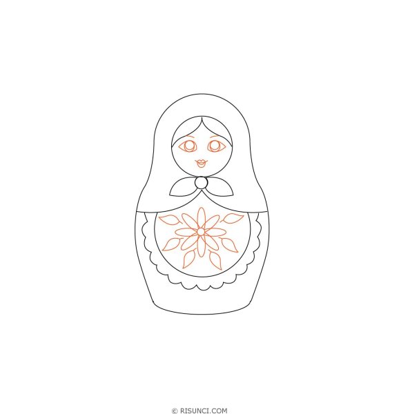 Поэтапное рисование матрешки
