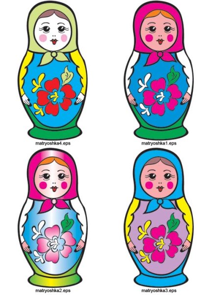 Изображения матрешек для рисования