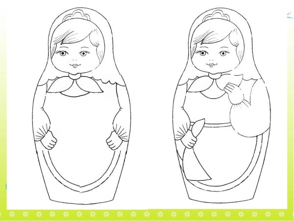 Этапы рисования матрешки