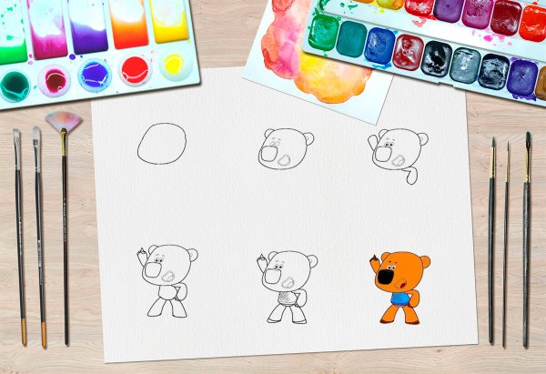 Фон с красками и кисточками