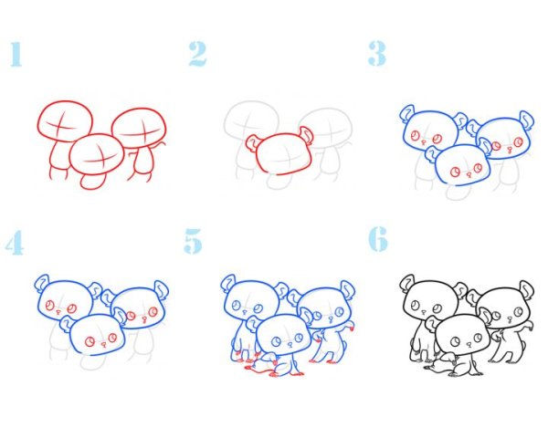 Пошагово Медвежонок рисунок маленький