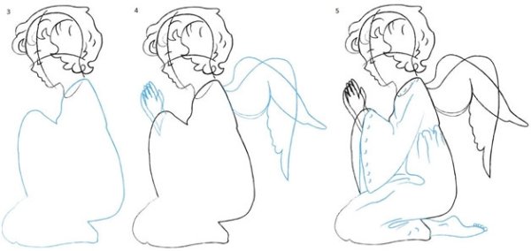 Рисуем ангела поэтапно карандашом