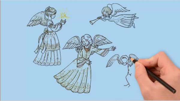 Этапы рисования ангелочков