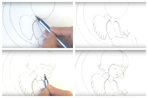 Рисовать ангела пошагово
