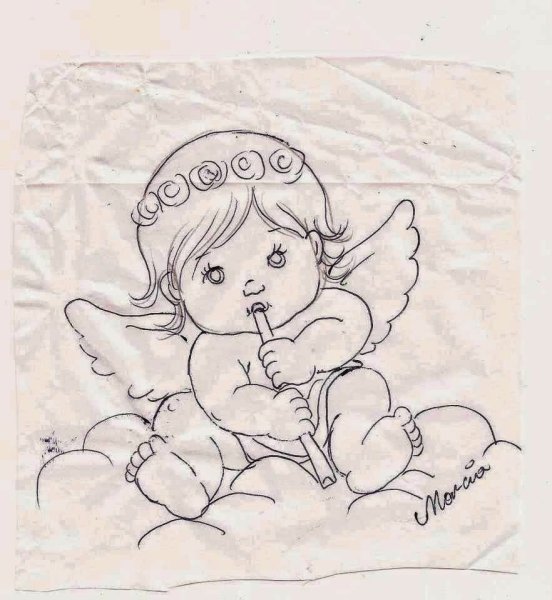 Рисунки ангелочков для срисовки