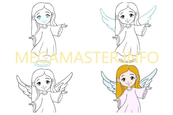 Поэтапное рисование ангела для детей