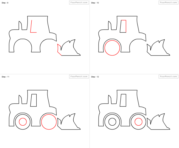 Рисуем бульдозер поэтапно