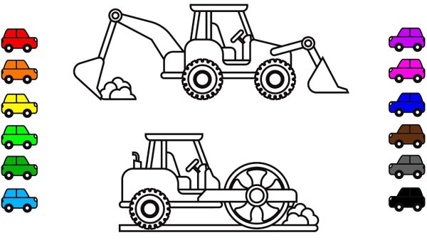 Трактор с прицепом раскраска для малышей