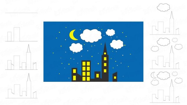 Рисование с детьми Вечерний город