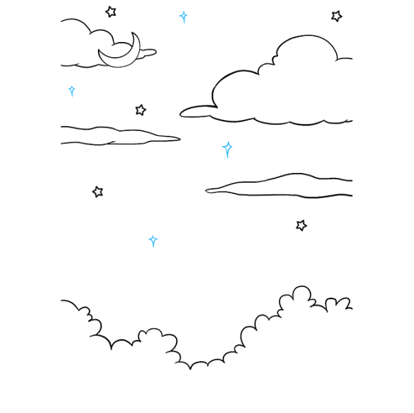Ночной пейзаж рисунок карандашом