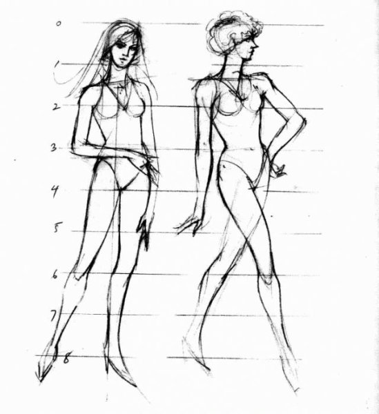 Девушка карандашом в полный рост