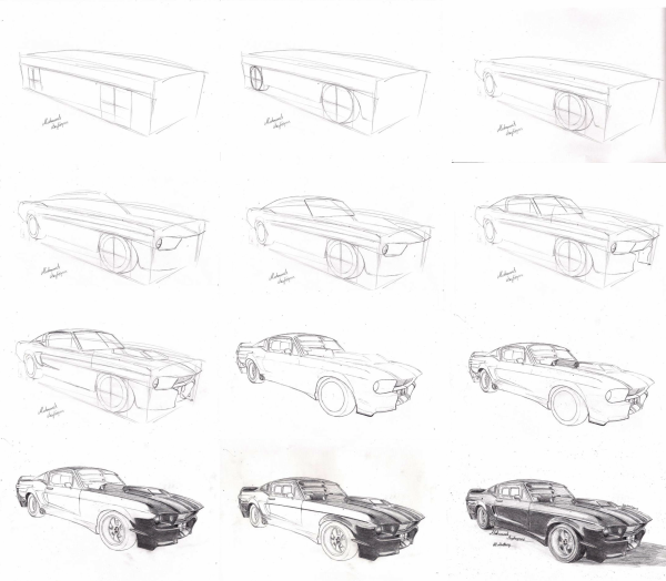 Зарисовки машин карандашом для начинающих
