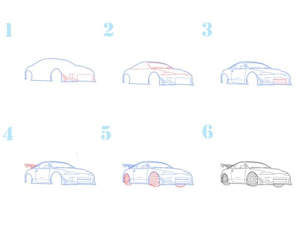 Как научиться рисовать машины поэтапно