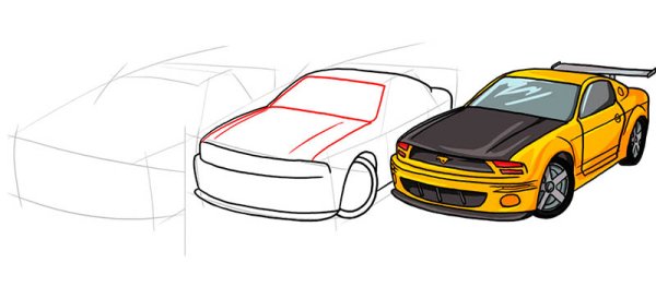 Мустанг рисунок поэтапно