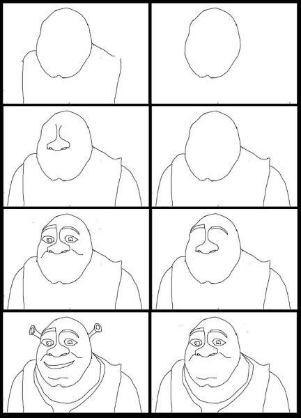 Шрек рисунок лёгкий