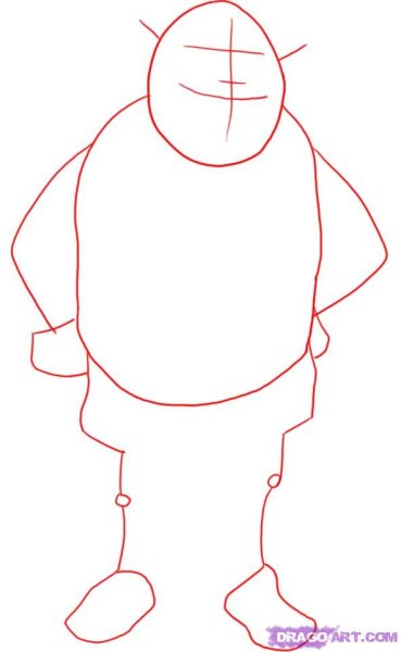 Нарисовать Шрека поэтапно