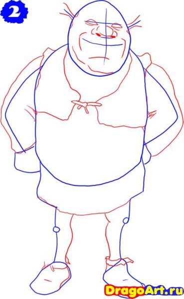 Нарисовать Шрека поэтапно карандашом